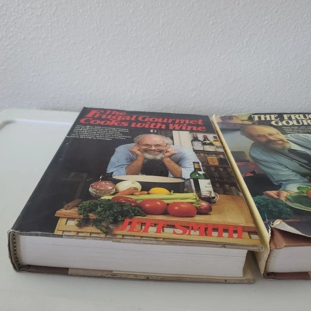 The Frugal Gourmet & Cooks with Wine Jeff Smith Cookbook Lot Hardcover 2 Books